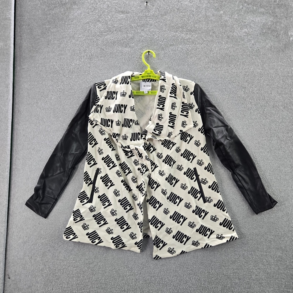 Juicy Couture Women Jacket XS White Graphic Print Crown Logo Long Sleeve